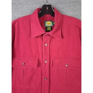 Cabelas Mens Shirt L Red Chamois Flannel Button‎ Up Outdoor Hiking Gorp Fall